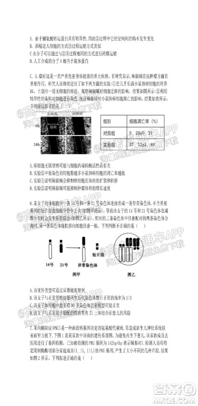 江苏省2022届百校联考高三年级第一次考试生物试题及答案