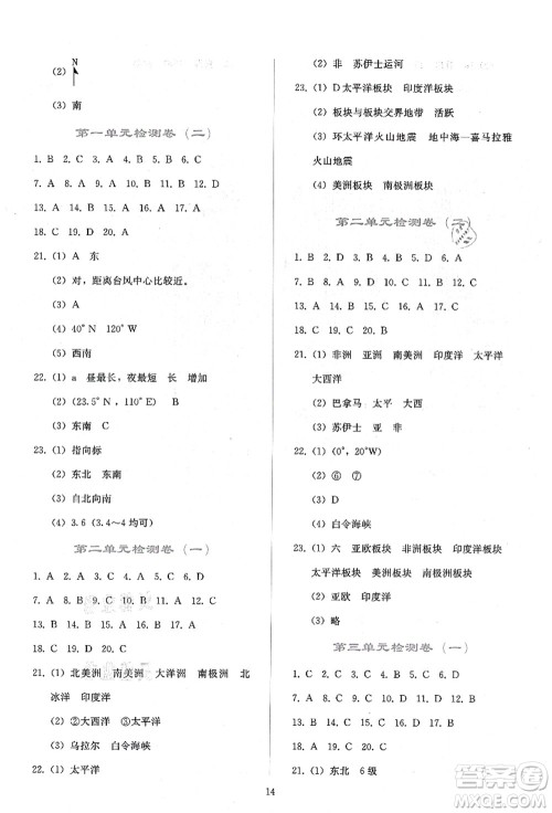 人民教育出版社2021同步轻松练习七年级地理上册人教版答案 人民教育出版社2021同步轻松练习七年级地理上册人教版答案