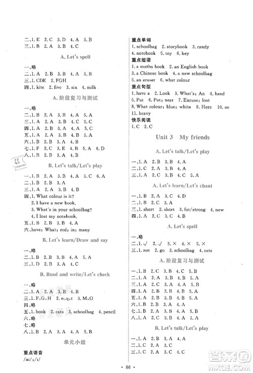 人民教育出版社2021能力培养与测试四年级英语上册PEP版答案 人民教育出版社2021能力培养与测试四年级英语上册PEP版答案
