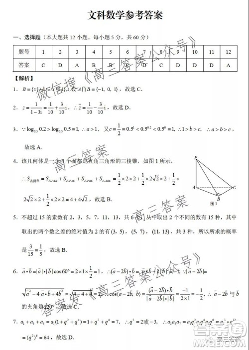 贵州省六盘水市重点学校2022届高三上学期9月适应性月考文科数学试题及答案 贵州省六盘水市重点学校2022届高三上学期9月适应性月考文科数学试题及答案