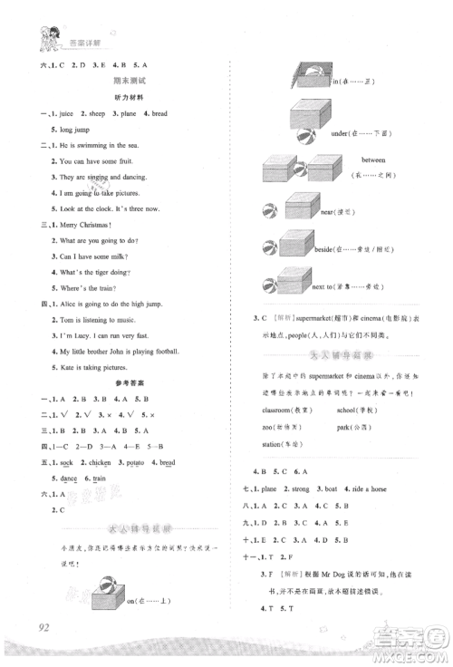 江西人民出版社2021王朝霞创维新课堂同步优化训练四年级上册英语外研版参考答案