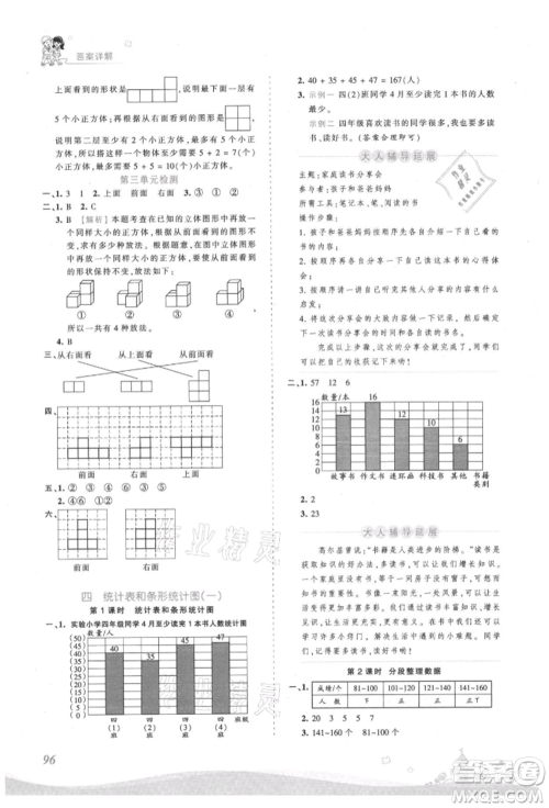 江西人民出版社2021王朝霞创维新课堂同步优化训练四年级上册数学苏教版参考答案