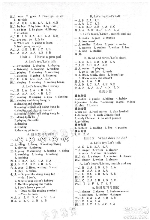 人民教育出版社2021能力培养与测试六年级英语上册PEP版答案 人民教育出版社2021能力培养与测试六年级英语上册PEP版答案