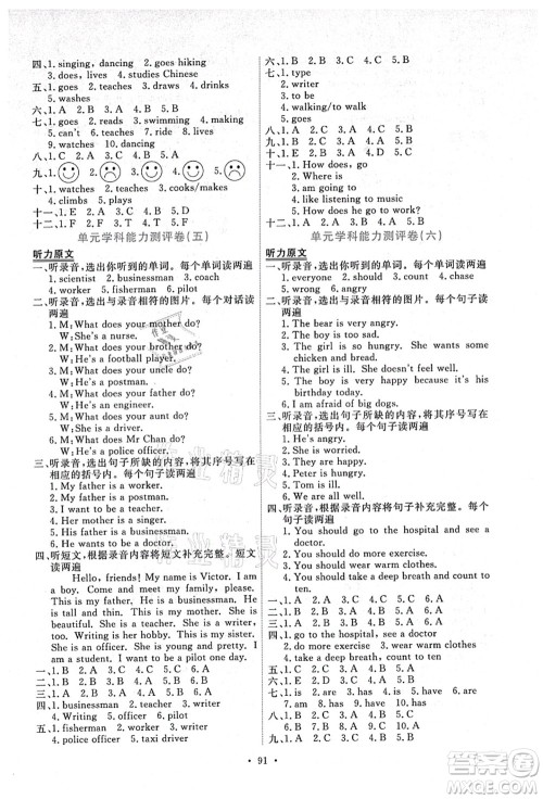 人民教育出版社2021能力培养与测试六年级英语上册PEP版答案 人民教育出版社2021能力培养与测试六年级英语上册PEP版答案