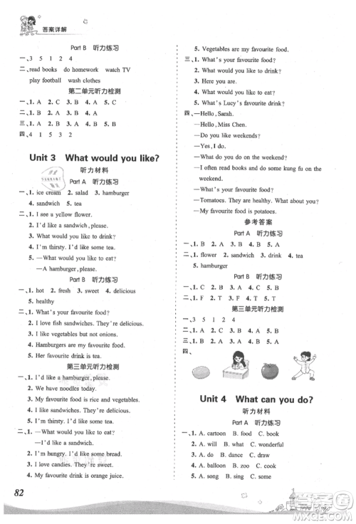 江西人民出版社2021王朝霞创维新课堂同步优化训练五年级上册英语人教版参考答案