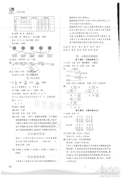 江西人民出版社2021王朝霞创维新课堂同步优化训练五年级上册数学苏教版参考答案 江西人民出版社2021王朝霞创维新课堂同步优化训练五年级上册数学苏教版参考答案