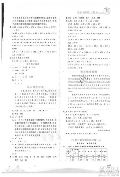 江西人民出版社2021王朝霞创维新课堂同步优化训练五年级上册数学苏教版参考答案 江西人民出版社2021王朝霞创维新课堂同步优化训练五年级上册数学苏教版参考答案