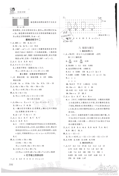 江西人民出版社2021王朝霞创维新课堂同步优化训练五年级上册数学苏教版参考答案 江西人民出版社2021王朝霞创维新课堂同步优化训练五年级上册数学苏教版参考答案