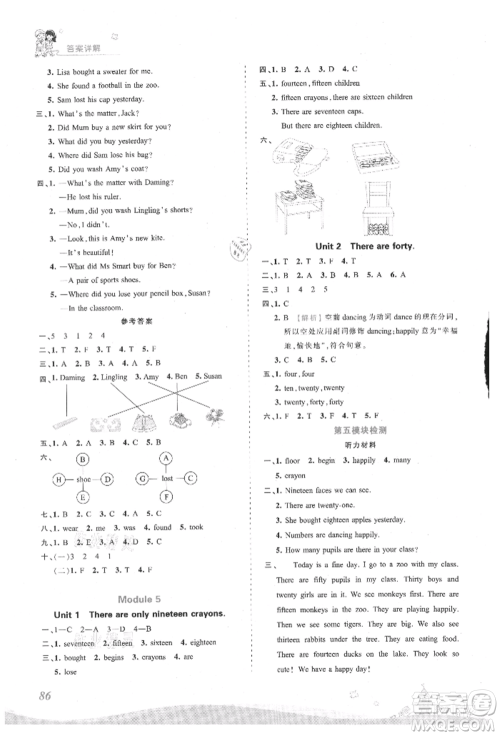 江西人民出版社2021王朝霞创维新课堂同步优化训练五年级上册英语外研版参考答案