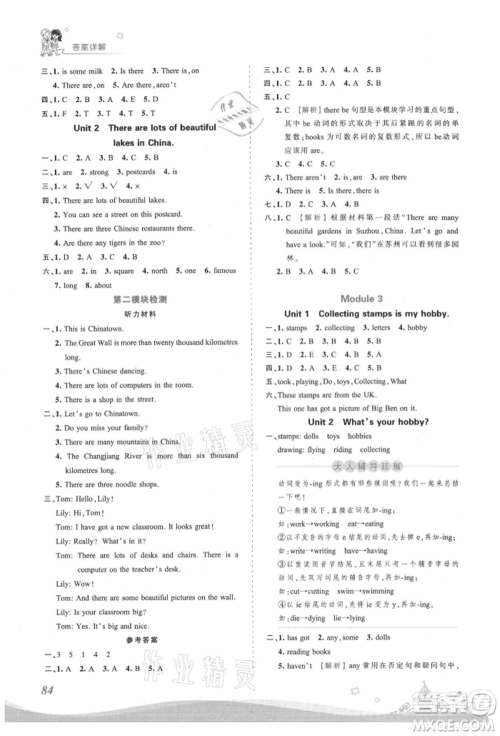 江西人民出版社2021王朝霞创维新课堂同步优化训练六年级上册英语外研版参考答案
