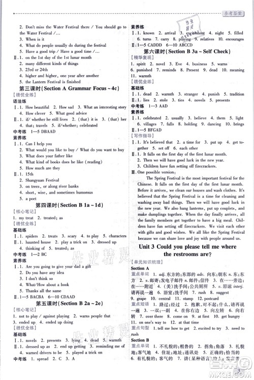 人民教育出版社2021绩优学案九年级英语全一册人教版答案 人民教育出版社2021绩优学案九年级英语全一册人教版答案