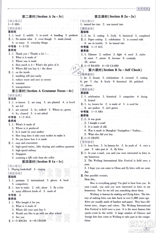 人民教育出版社2021绩优学案九年级英语全一册人教版答案 人民教育出版社2021绩优学案九年级英语全一册人教版答案