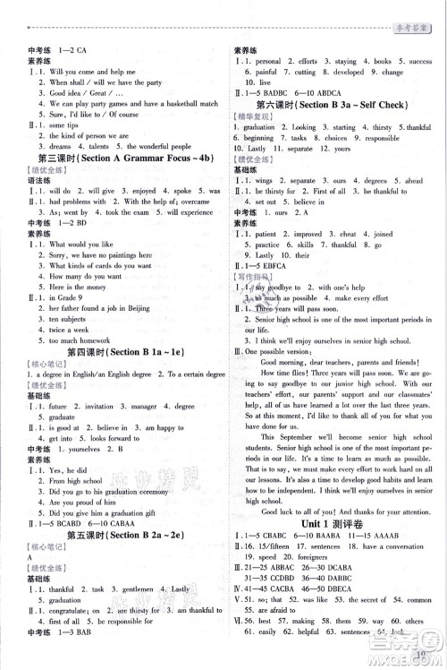 人民教育出版社2021绩优学案九年级英语全一册人教版答案