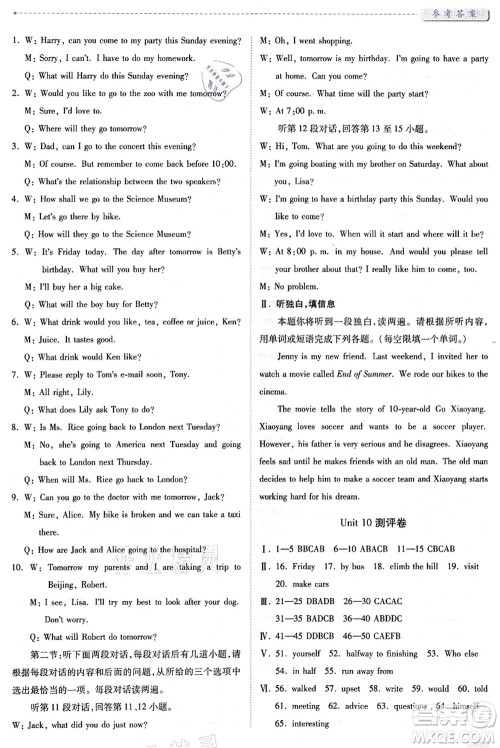 人民教育出版社2021绩优学案八年级英语上册人教版答案