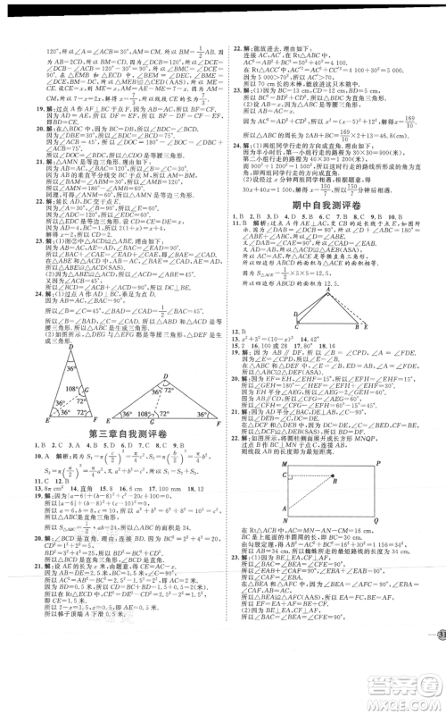 吉林教育出版社2021优+学案课时通七年级上册数学鲁教版参考答案