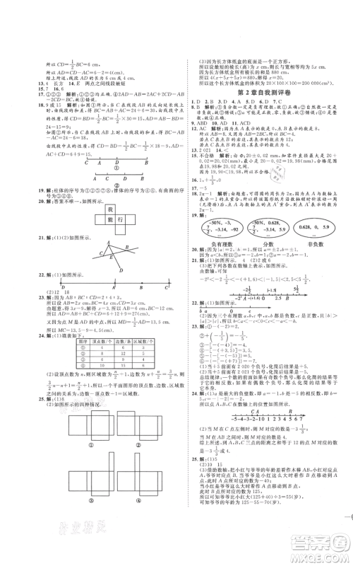 延边教育出版社2021优+学案课时通七年级上册数学青岛版潍坊专版参考答案