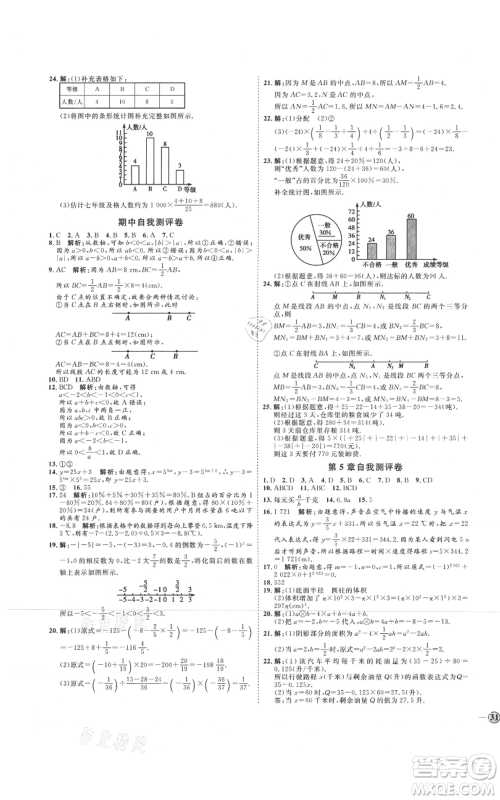 延边教育出版社2021优+学案课时通七年级上册数学青岛版潍坊专版参考答案 延边教育出版社2021优+学案课时通七年级上册数学青岛版潍坊专版参考答案