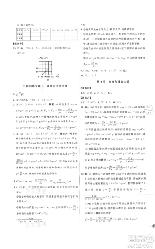 延边教育出版社2021优+学案课时通八年级上册物理人教版潍坊专版参考答案