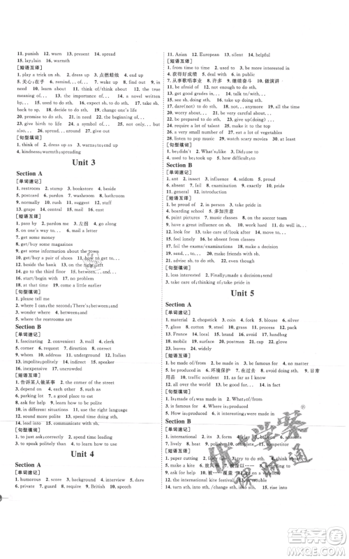 延边教育出版社2021优+学案课时通九年级英语人教版临沂专版参考答案 延边教育出版社2021优+学案课时通九年级英语人教版临沂专版参考答案