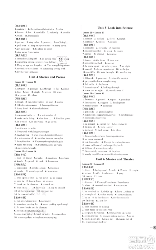 吉林教育出版社2021优+学案课时通九年级英语冀教版参考答案