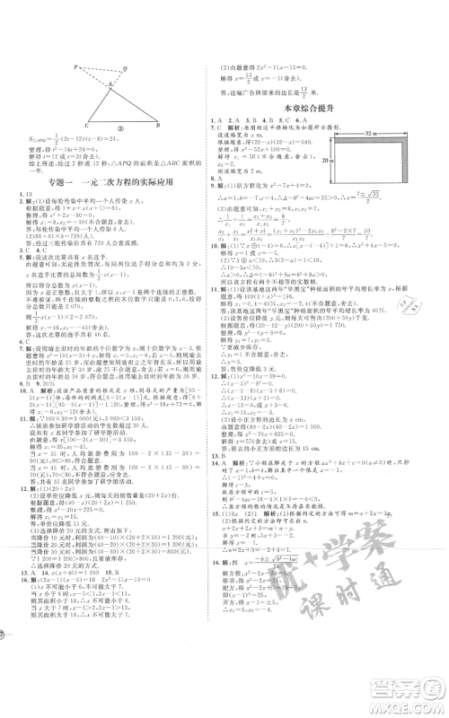 延边教育出版社2021优+学案课时通九年级上册数学人教版河北专版参考答案