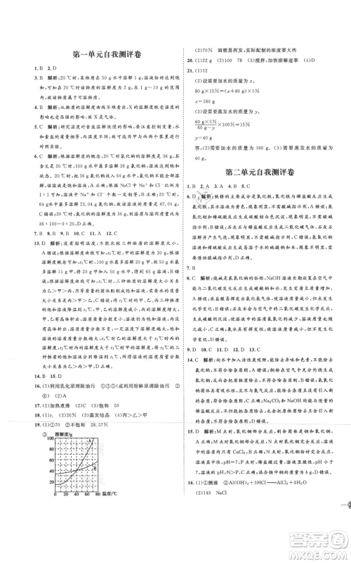 吉林教育出版社2021优+学案课时通九年级化学鲁教版参考答案