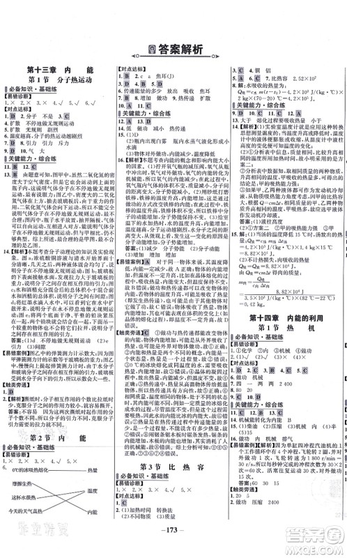 未来出版社2021世纪金榜百练百胜九年级物理全一册人教版答案