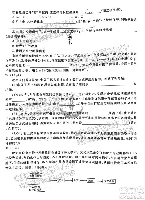 2022届四省名校高三第一次大联考理综试题及答案 2022届四省名校高三第一次大联考理综试题及答案