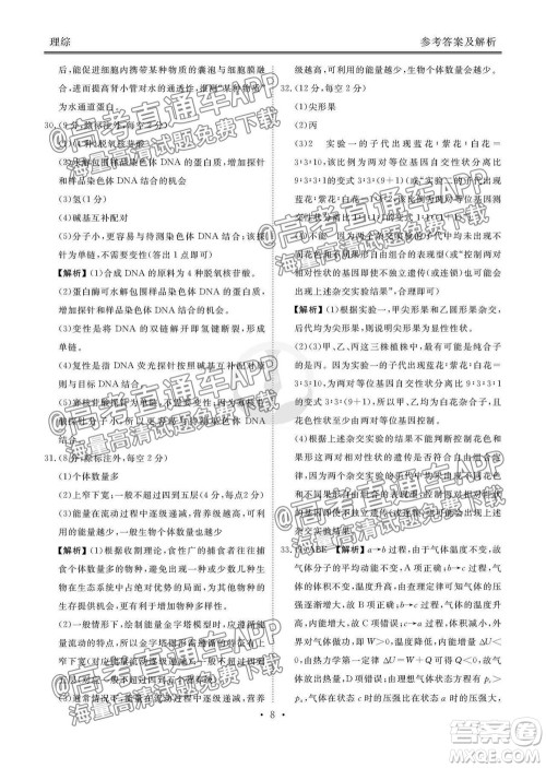 2022届四省名校高三第一次大联考理综试题及答案 2022届四省名校高三第一次大联考理综试题及答案