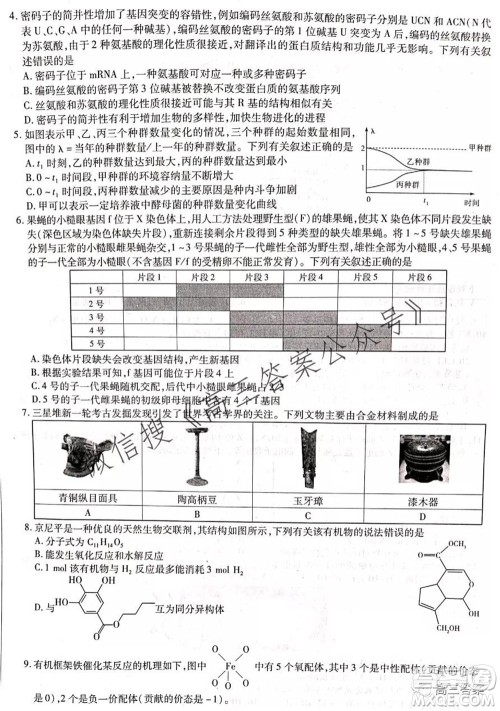 顶尖计划2022届高中毕业班第一次考试理科综合试题及答案