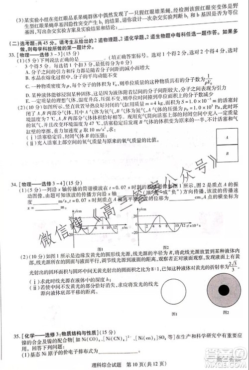 顶尖计划2022届高中毕业班第一次考试理科综合试题及答案