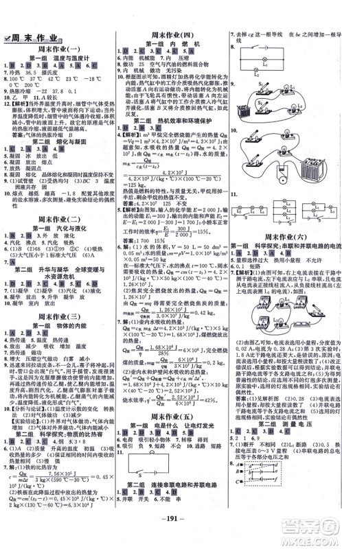 延边大学出版社2021世纪金榜百练百胜九年级物理全一册沪科版答案