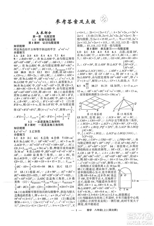新疆青少年出版社2021原创新课堂八年级数学上册北师版深圳专版答案 新疆青少年出版社2021原创新课堂八年级数学上册北师版深圳专版答案