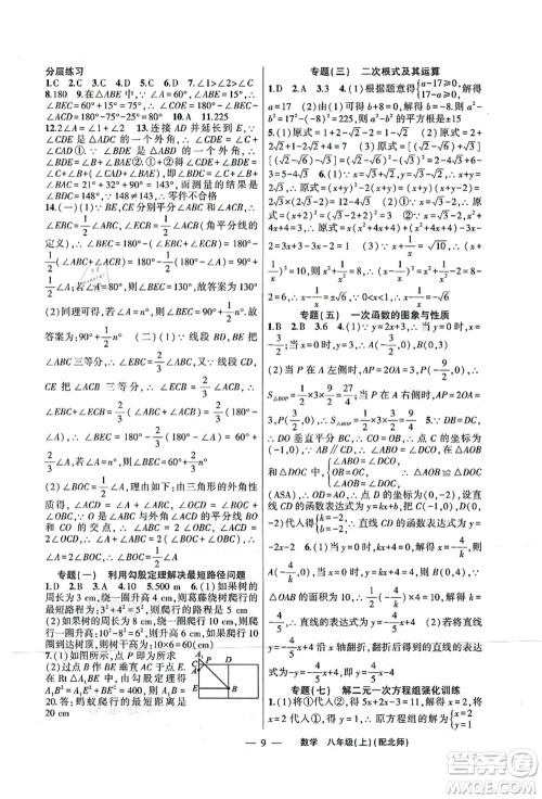 新疆青少年出版社2021原创新课堂八年级数学上册北师版深圳专版答案 新疆青少年出版社2021原创新课堂八年级数学上册北师版深圳专版答案