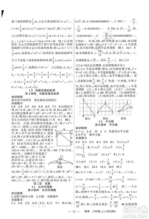 新疆青少年出版社2021原创新课堂八年级数学上册北师版深圳专版答案 新疆青少年出版社2021原创新课堂八年级数学上册北师版深圳专版答案