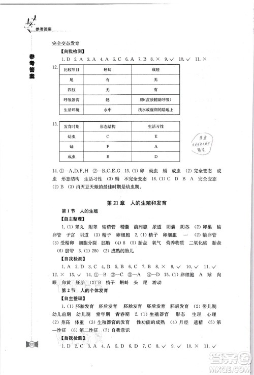 江苏凤凰教育出版社2021学习与评价八年级生物上册苏科版答案