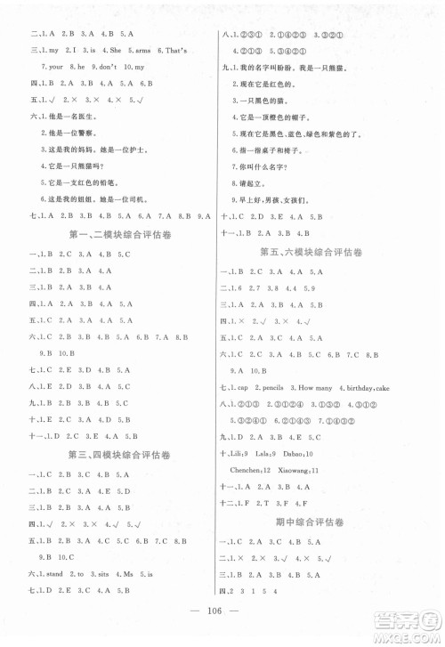 北方妇女儿童出版社2021状元陪练课时优化设计英语三年级上册外研版答案 北方妇女儿童出版社2021状元陪练课时优化设计英语三年级上册外研版答案