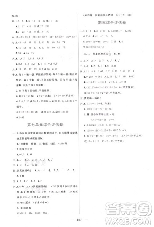 北方妇女儿童出版社2021状元陪练课时优化设计数学五年级上册青岛版答案