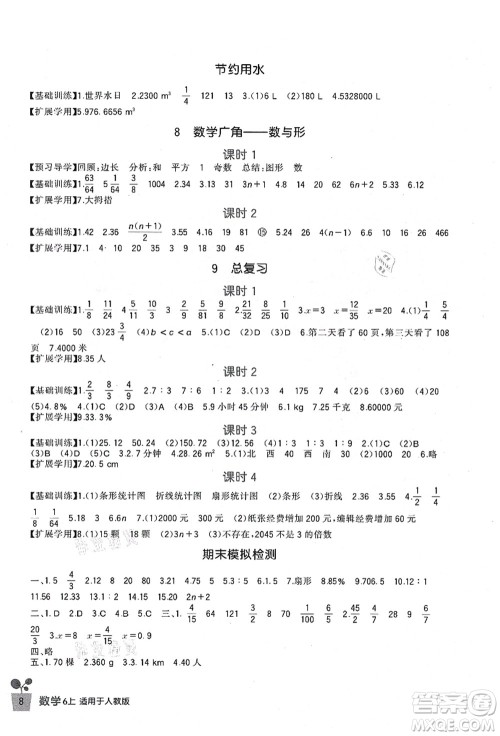 四川教育出版社2021新课标小学生学习实践园地六年级数学上册人教版答案 四川教育出版社2021新课标小学生学习实践园地六年级数学上册人教版答案