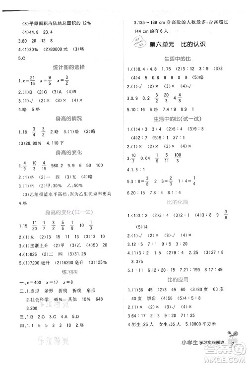 四川教育出版社2021新课标小学生学习实践园地六年级数学上册北师大版答案 四川教育出版社2021新课标小学生学习实践园地六年级数学上册北师大版答案