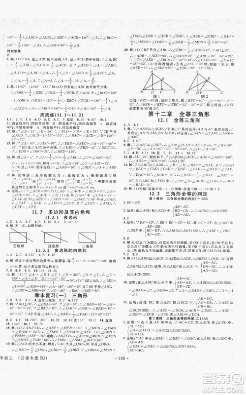 吉林教育出版社2021名校课堂滚动学习法八年级上册数学人教版云南专版参考答案