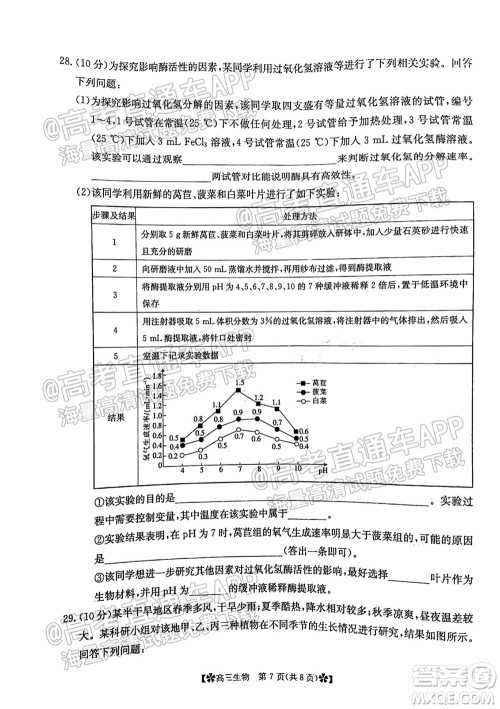 河南省2021-2022年度高三阶段性检测三生物试题及答案 河南省2021-2022年度高三阶段性检测三生物试题及答案