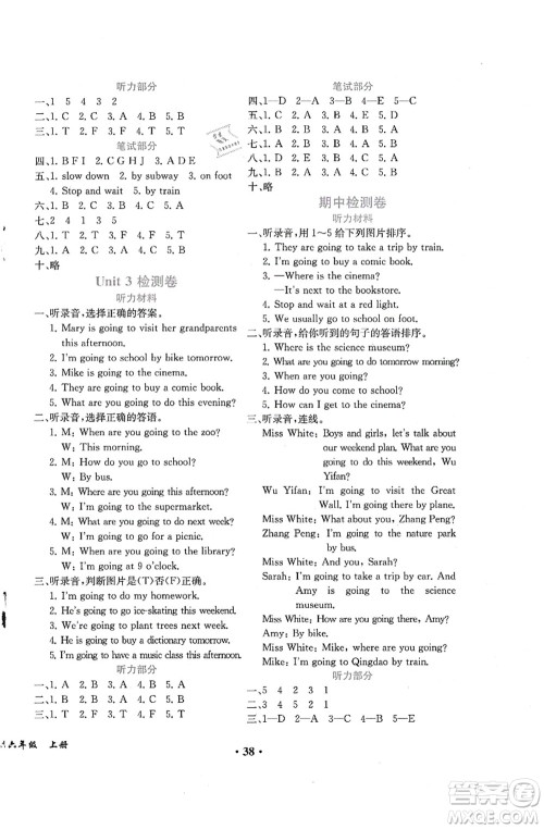 人民教育出版社2021同步解析与测评六年级英语上册PEP版重庆专版答案