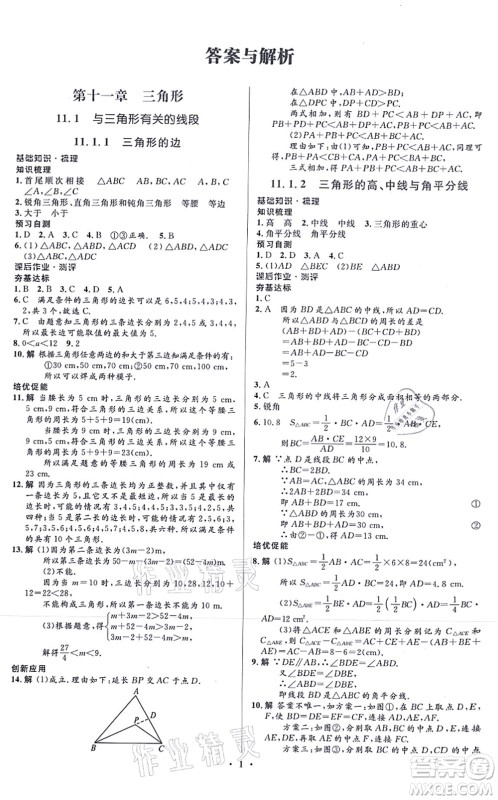 人民教育出版社2021同步解析与测评学考练八年级数学上册人教版答案 人民教育出版社2021同步解析与测评学考练八年级数学上册人教版答案