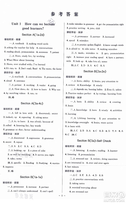 人民教育出版社2021同步解析与测评学考练九年级英语全一册人教版答案 人民教育出版社2021同步解析与测评学考练九年级英语全一册人教版答案