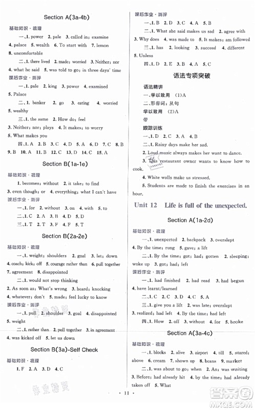 人民教育出版社2021同步解析与测评学考练九年级英语全一册人教版答案 人民教育出版社2021同步解析与测评学考练九年级英语全一册人教版答案