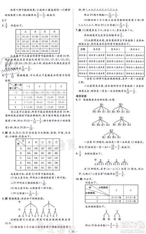 人民教育出版社2021同步解析与测评学考练九年级数学上册人教版答案