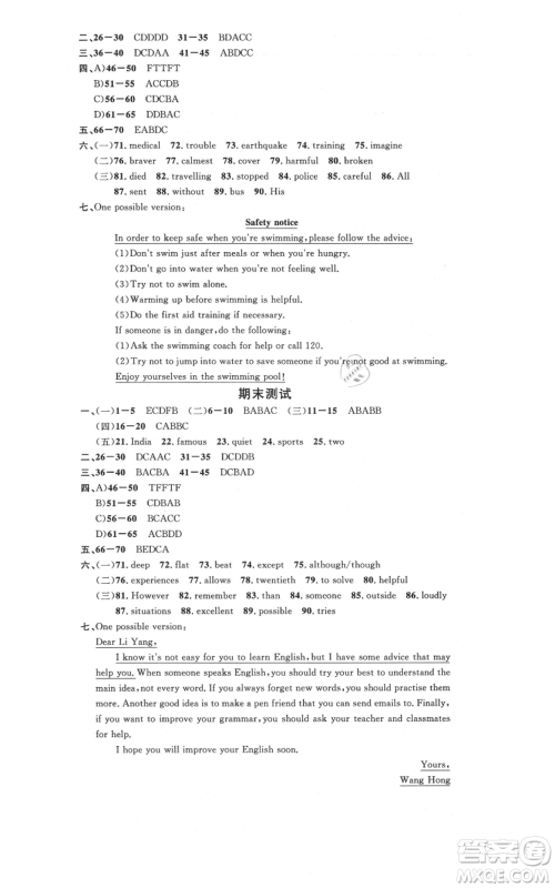 广东经济出版社2021名校课堂八年级上册英语背记本外研版参考答案 广东经济出版社2021名校课堂八年级上册英语背记本外研版参考答案