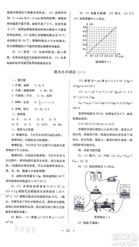 人民教育出版社2021同步解析与测评九年级物理全一册人教版答案 人民教育出版社2021同步解析与测评九年级物理全一册人教版答案