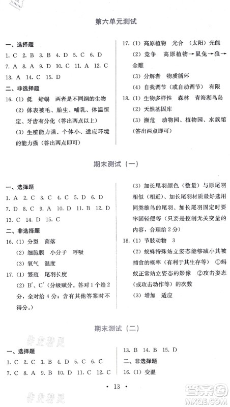 人民教育出版社2021同步解析与测评八年级生物上册人教版答案 人民教育出版社2021同步解析与测评八年级生物上册人教版答案